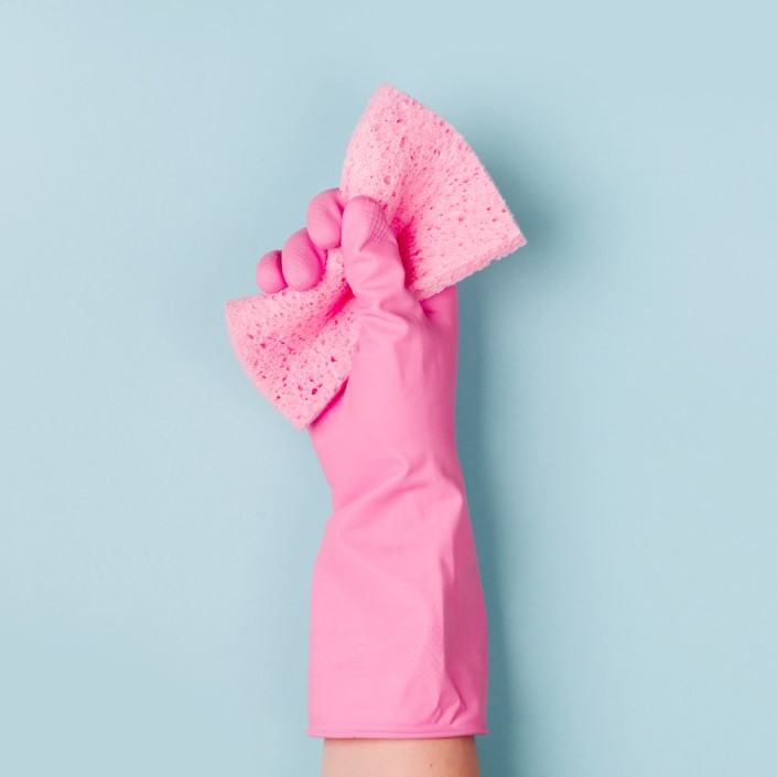 fläckfri Handschuh Reinigung pink Hand
